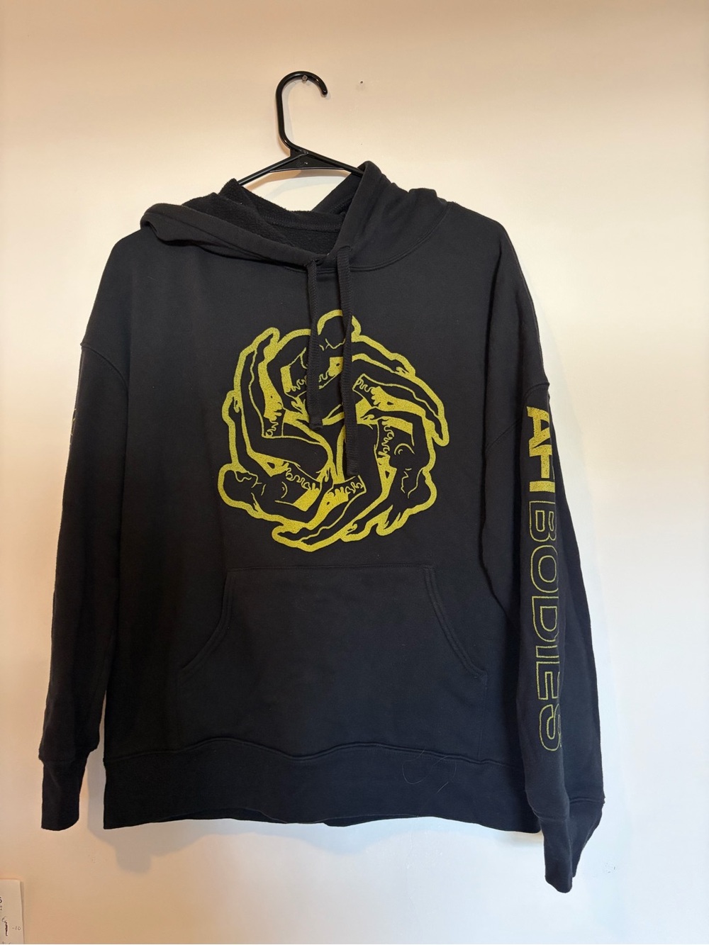 AFI Bodies Hoodie with Yellow Graphic and Sleeve Text - Unbranded